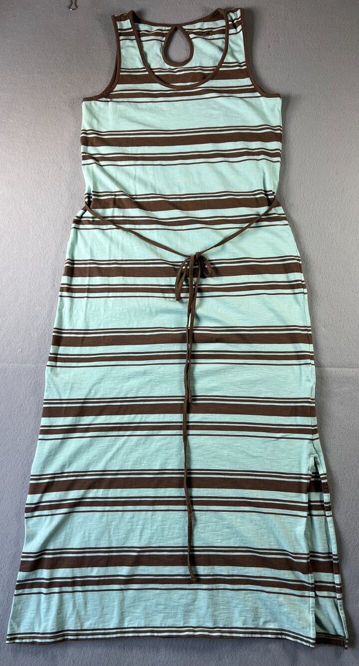 Horny Toad Womens Med Green/Brown Sleeveless Striped Pullover Tank Dress Keyhole